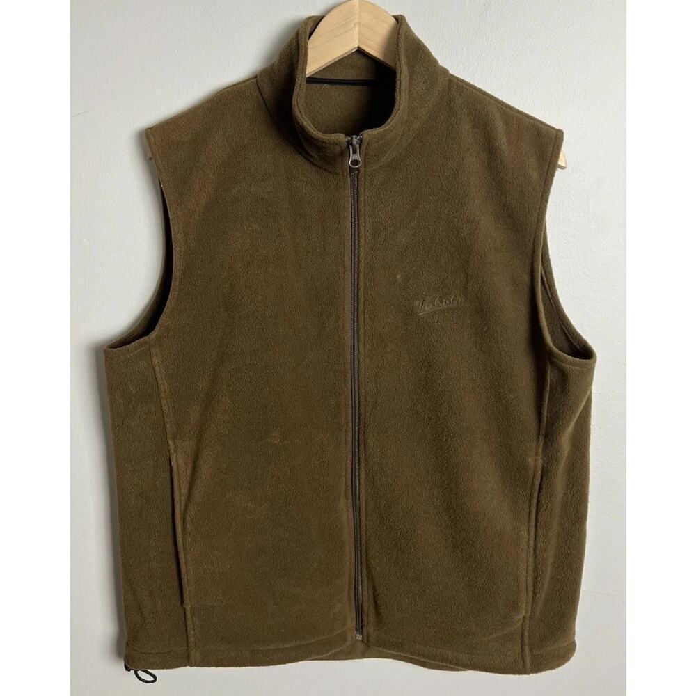 Woolrich Fleece Vest Medium Brown Full Zip Sleeveless Outdoor Hiking Size M Mens